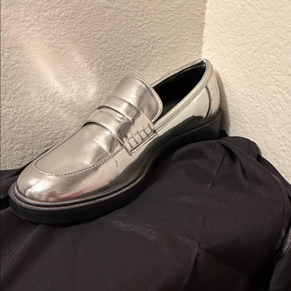 Silver Metallic Penny Loafer